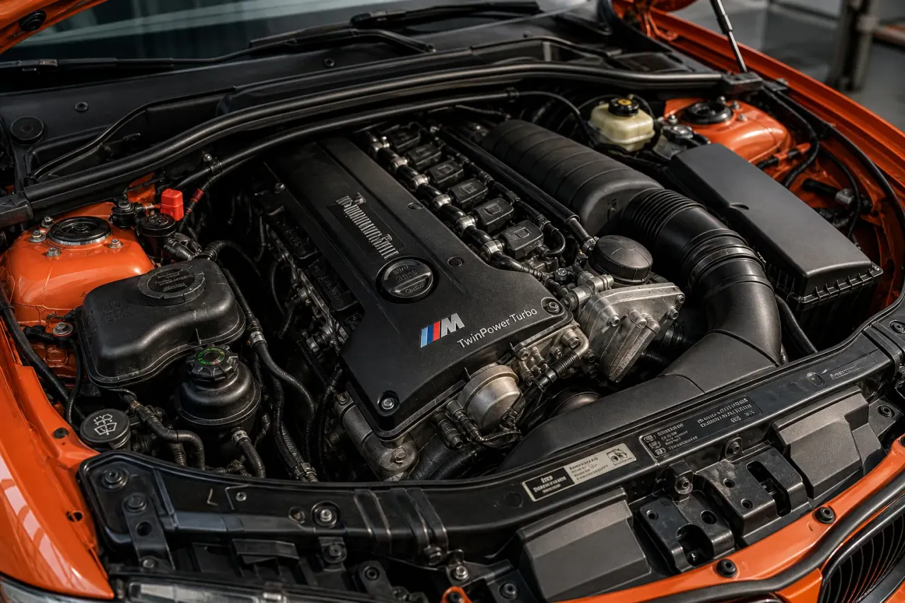 BMW 1M Coupe N54 variklio skyriaus palaikymo vizualinis vaizdas iš „MxTicleCars“ tiekėjo paketo