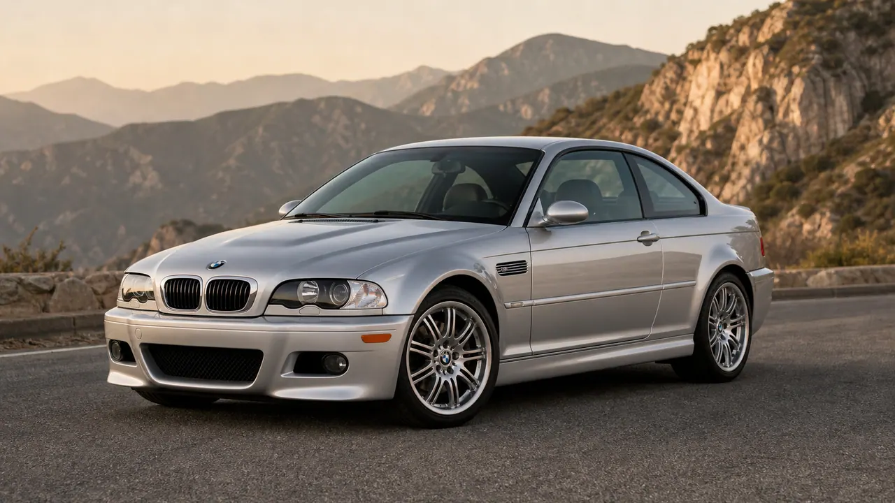 BMW E46 M3 provider-generated article hero image with the car positioned for a live editorial header