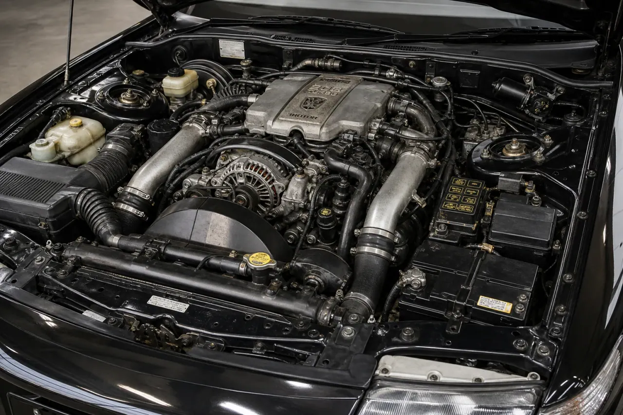 Eunos Cosmo 20B 20B-REW engine bay support visual from the MxTicleCars provider package