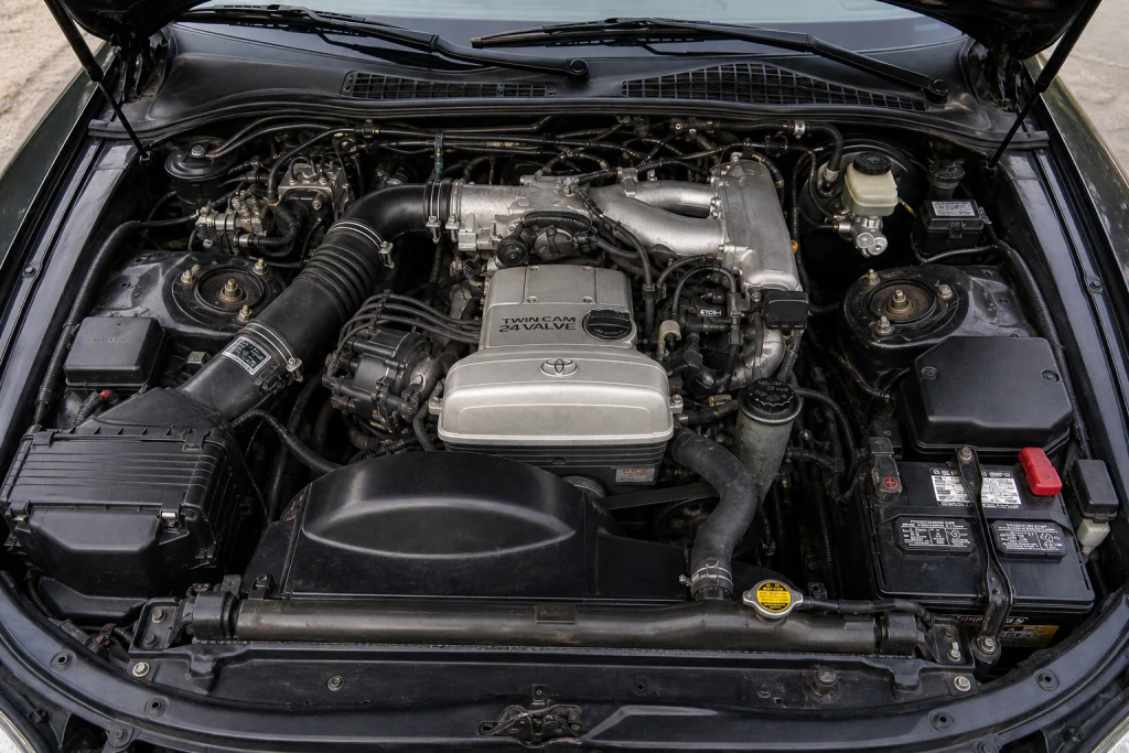 Lexus SC300 ir Toyota Soarer JZ šeimos variklio skyriaus palaikymo vizualinis vaizdas