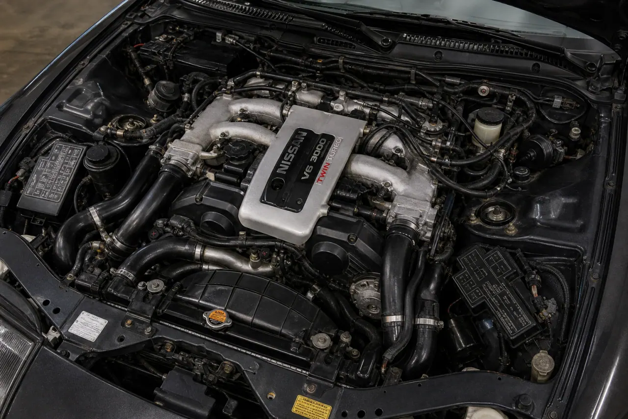 Nissan 300ZX Twin Turbo Z32 VG30DETT engine bay support visual