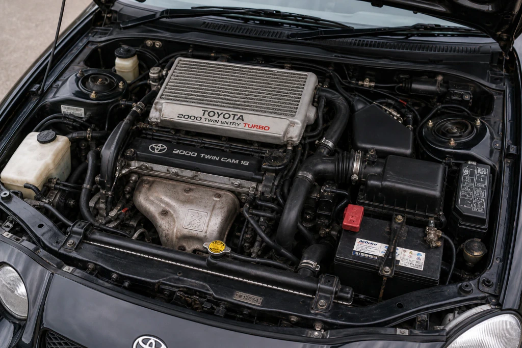 Toyota Celica GT-Four ST205 3S-GTE variklio skyriaus palaikymo vizualinis vaizdas