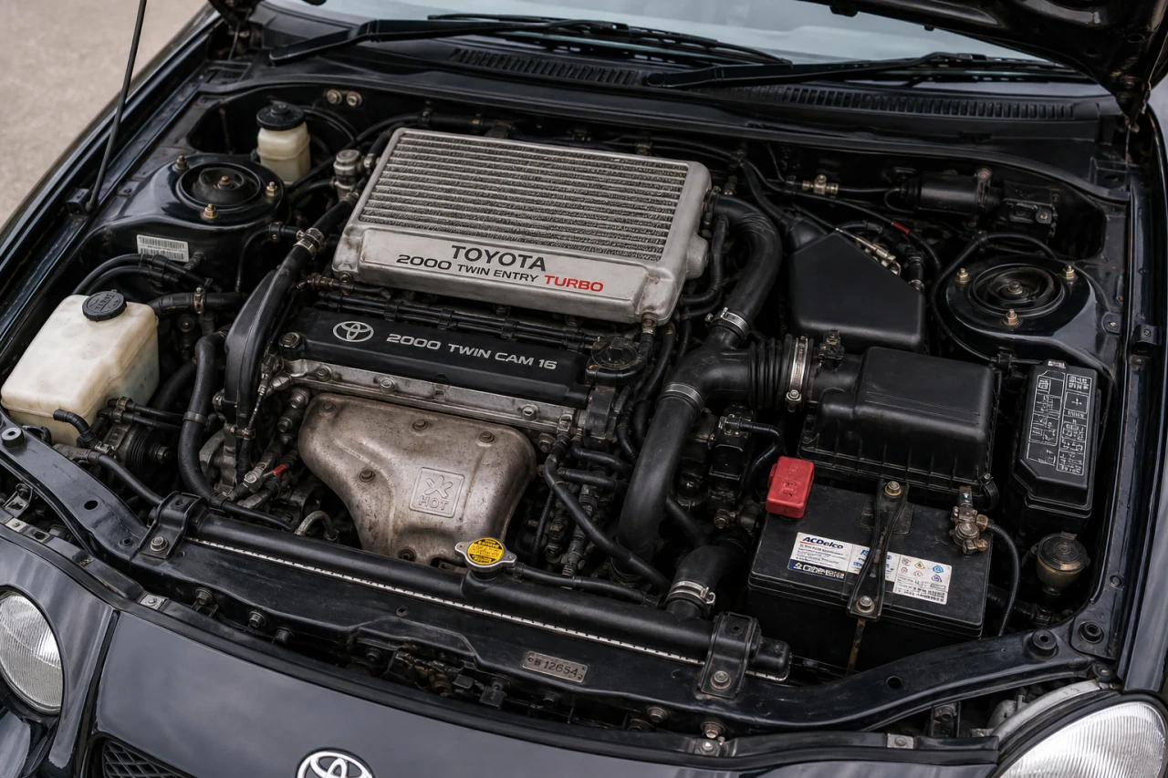 Toyota Celica GT-Four ST205 3S-GTE variklio skyriaus palaikymo vizualinis vaizdas iš MxTicleCars teikėjo paketo