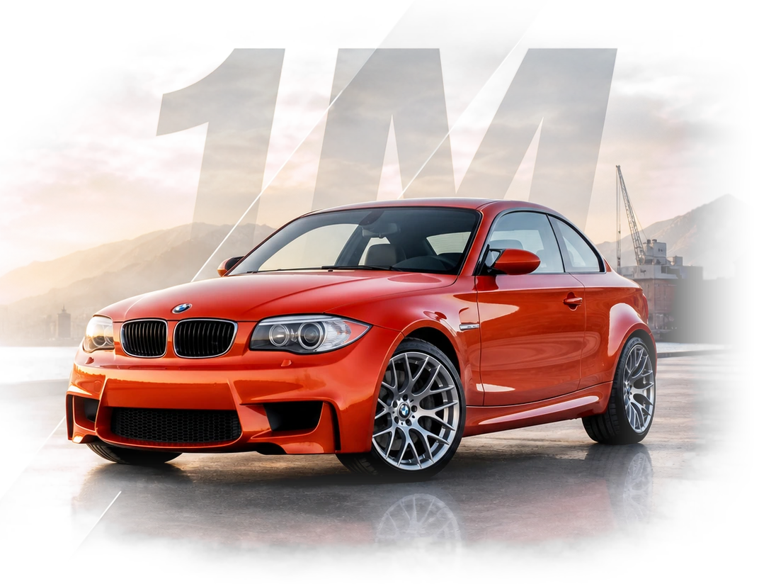 „BMW 1M Coupe“ teikėjo sukurtas straipsnio herojaus vaizdas su automobiliu, kuriame pateikiama tiesioginė redakcijos antraštė