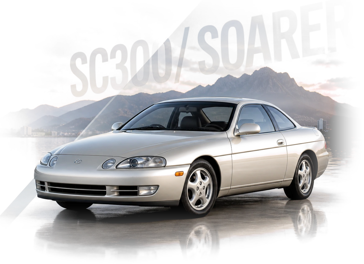 „Lexus SC300“ ir „Toyota Soarer JZZ30“ teikėjo sukurtas straipsnio herojaus vaizdas su automobiliu, kuris rodomas tiesioginėje redakcijos antraštėje