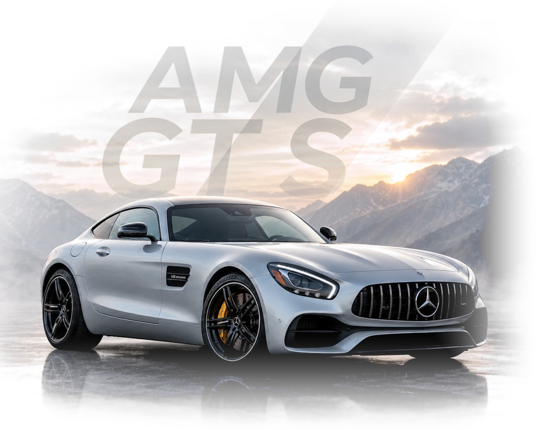 „Mercedes-AMG GT S“ teikėjo sukurtas straipsnio herojaus vaizdas su automobiliu, kuriame pateikiama tiesioginė redakcijos antraštė