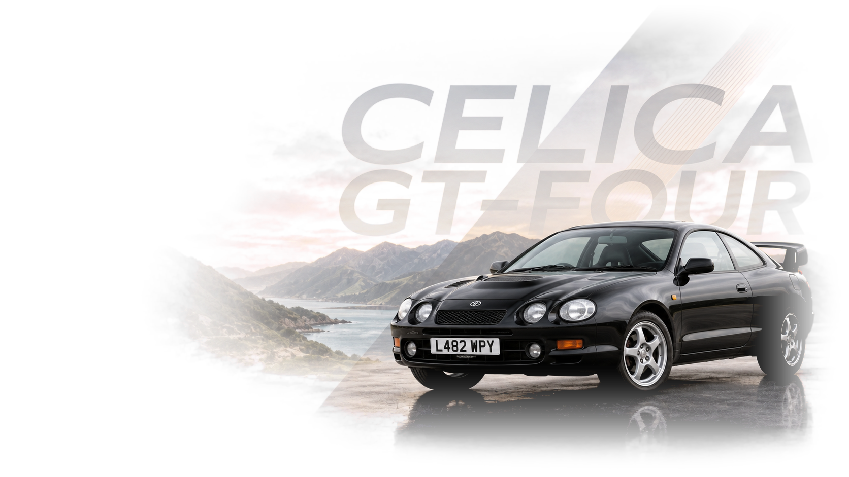 Toyota Celica GT-Four ST205 provider-generated article hero image with the car positioned for a live editorial header